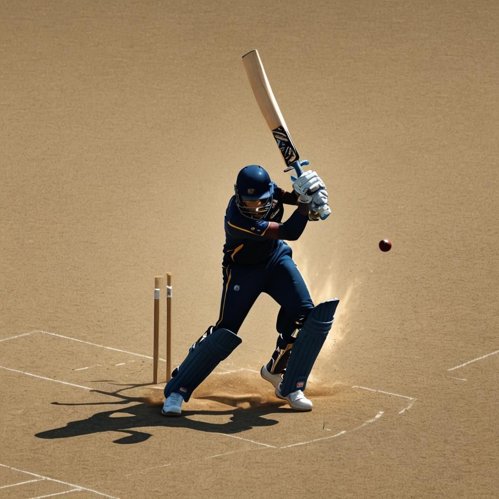 Dynamic Cricket Batsman in Chiaroscuro Lighting