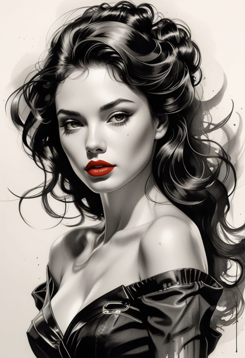 Vivacious Pin-up Girl in Elegant Vintage Style