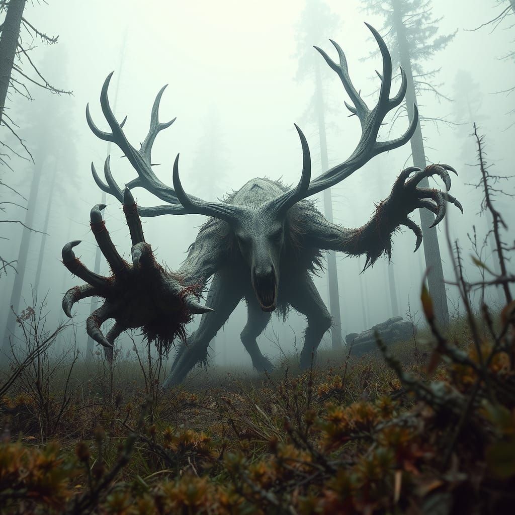 Gargantuan Beast Emerges from Dying Forest in Cyberpunk Horr...