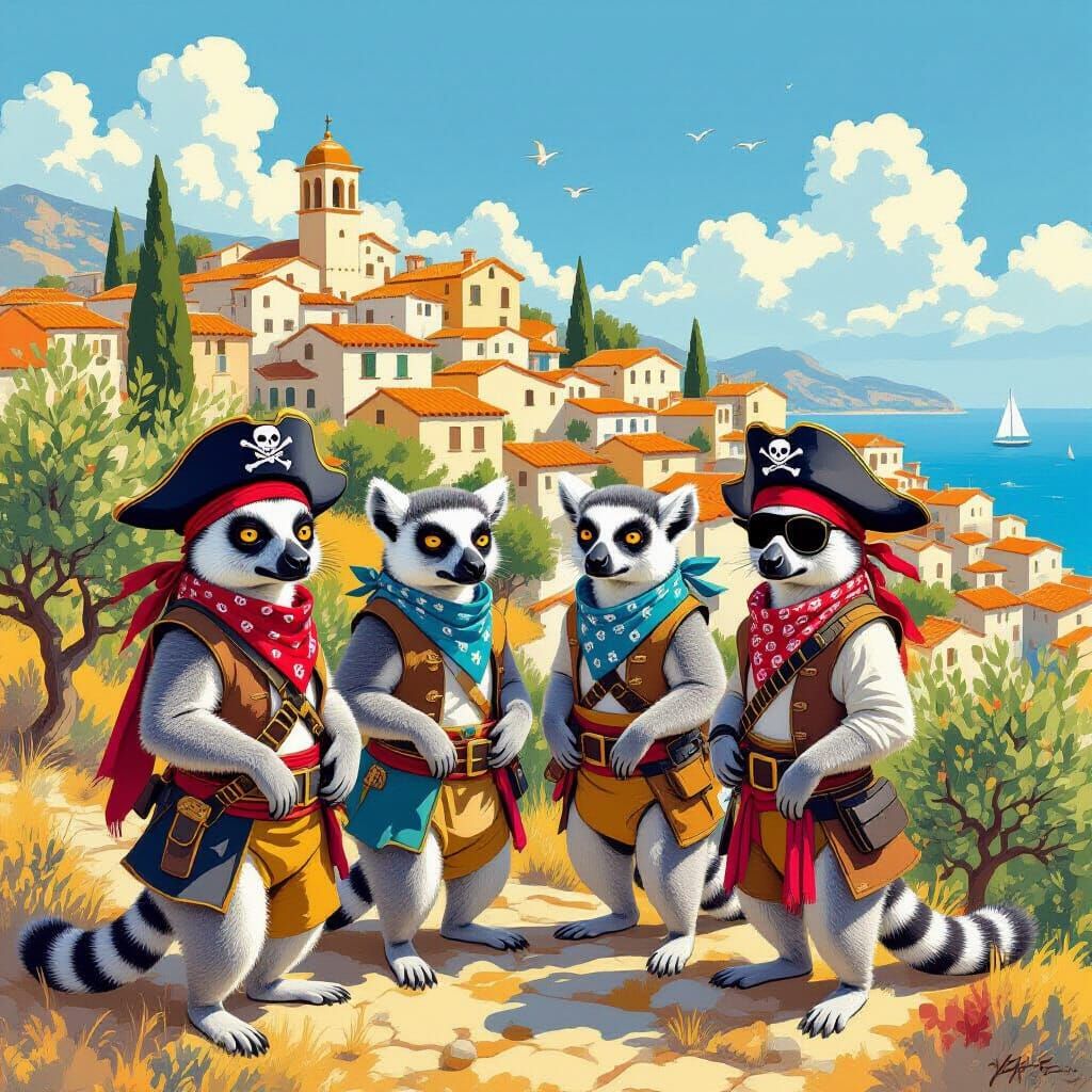 Lemur Pirates Bask in Mediterranean Sun