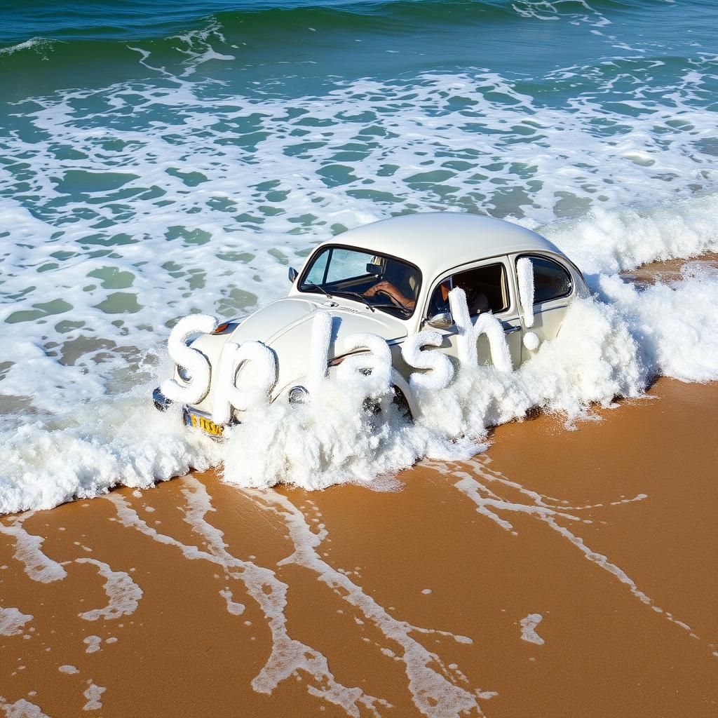 VW Beetle Waves Create 'Splash!' Beachfront Scene