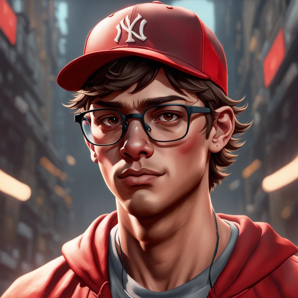 Detailed Portrait of Boy in Cap, Artstation Style