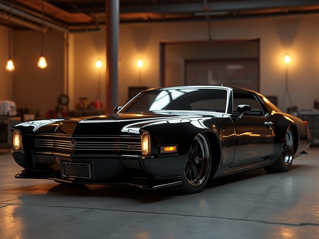 Black Restomod Coupe with Retro-Futuristic Design