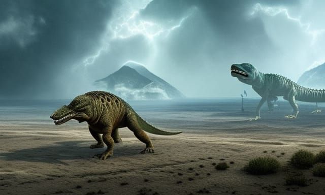 Dinosaur Footprints in Sands of Time: Digital Matte Painting