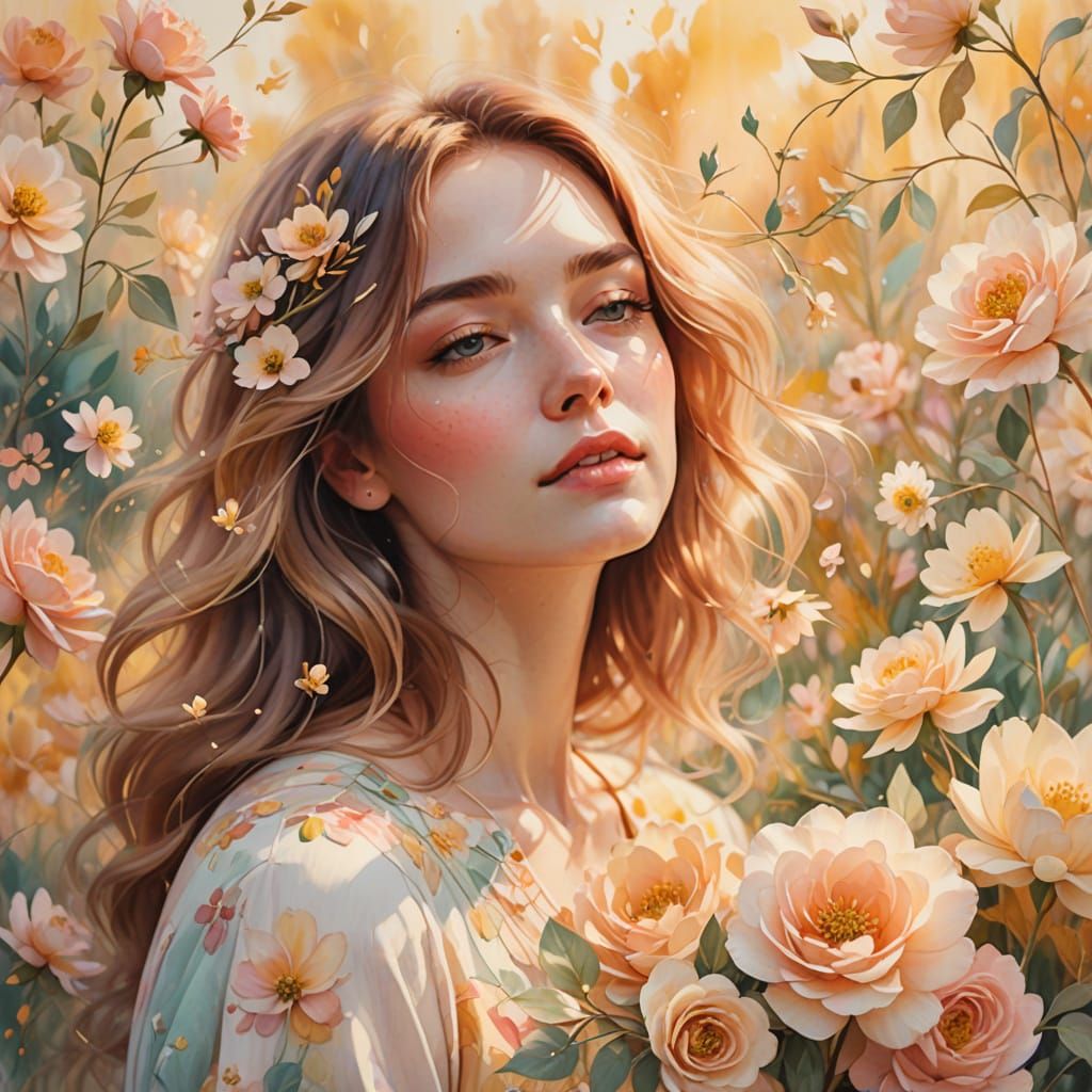 Falling in Love: A Dreamy Watercolor Digital Art