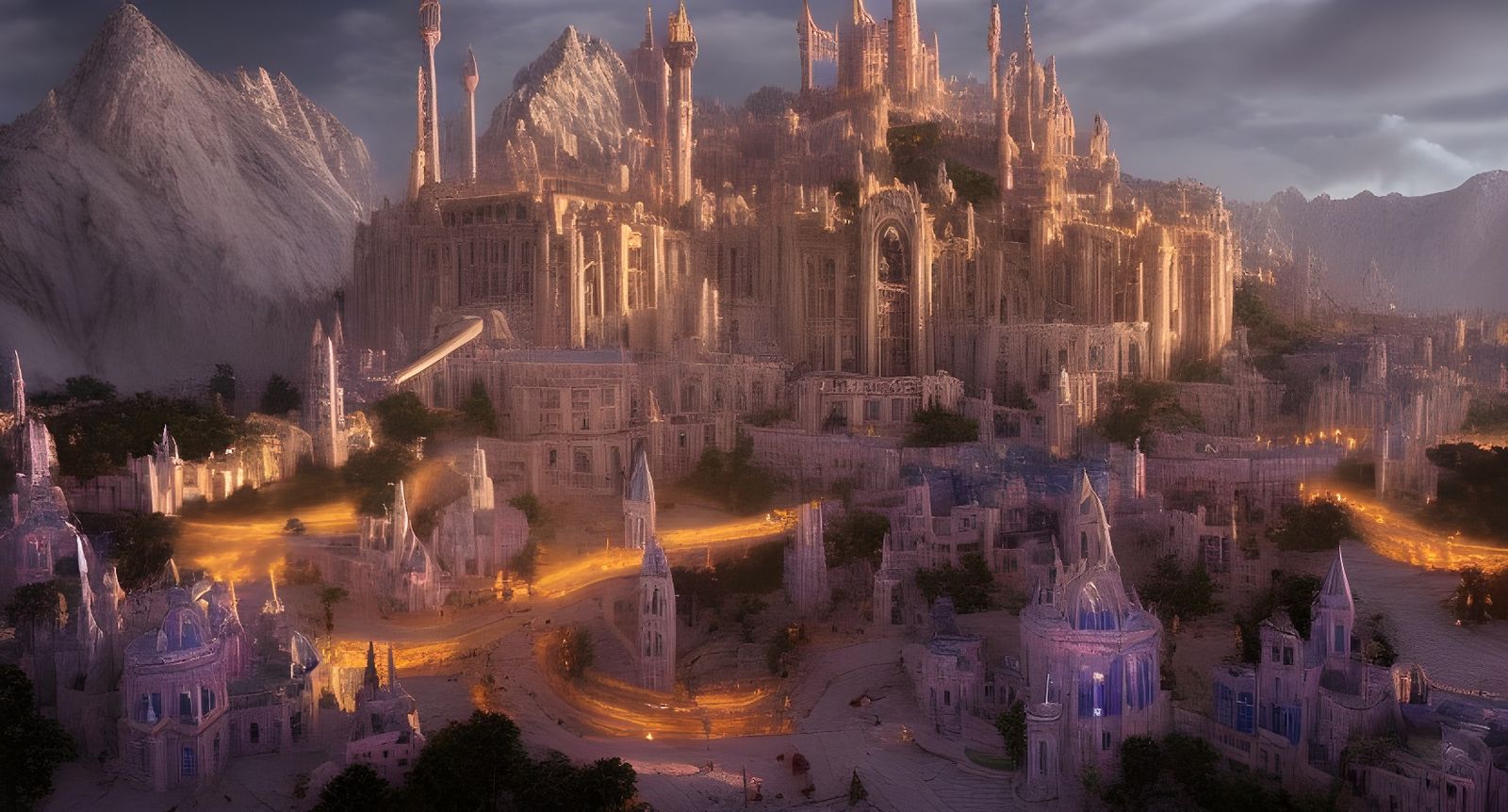 Epic Minas Tirith Fantasy Kingdom Render
