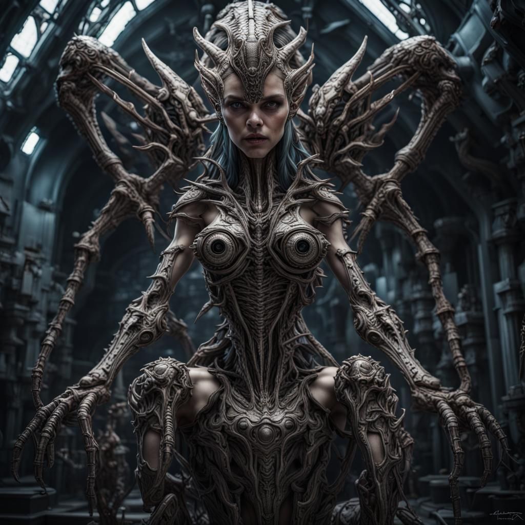 Hyperrealistic Gigeresque Alien Queen Mechanics