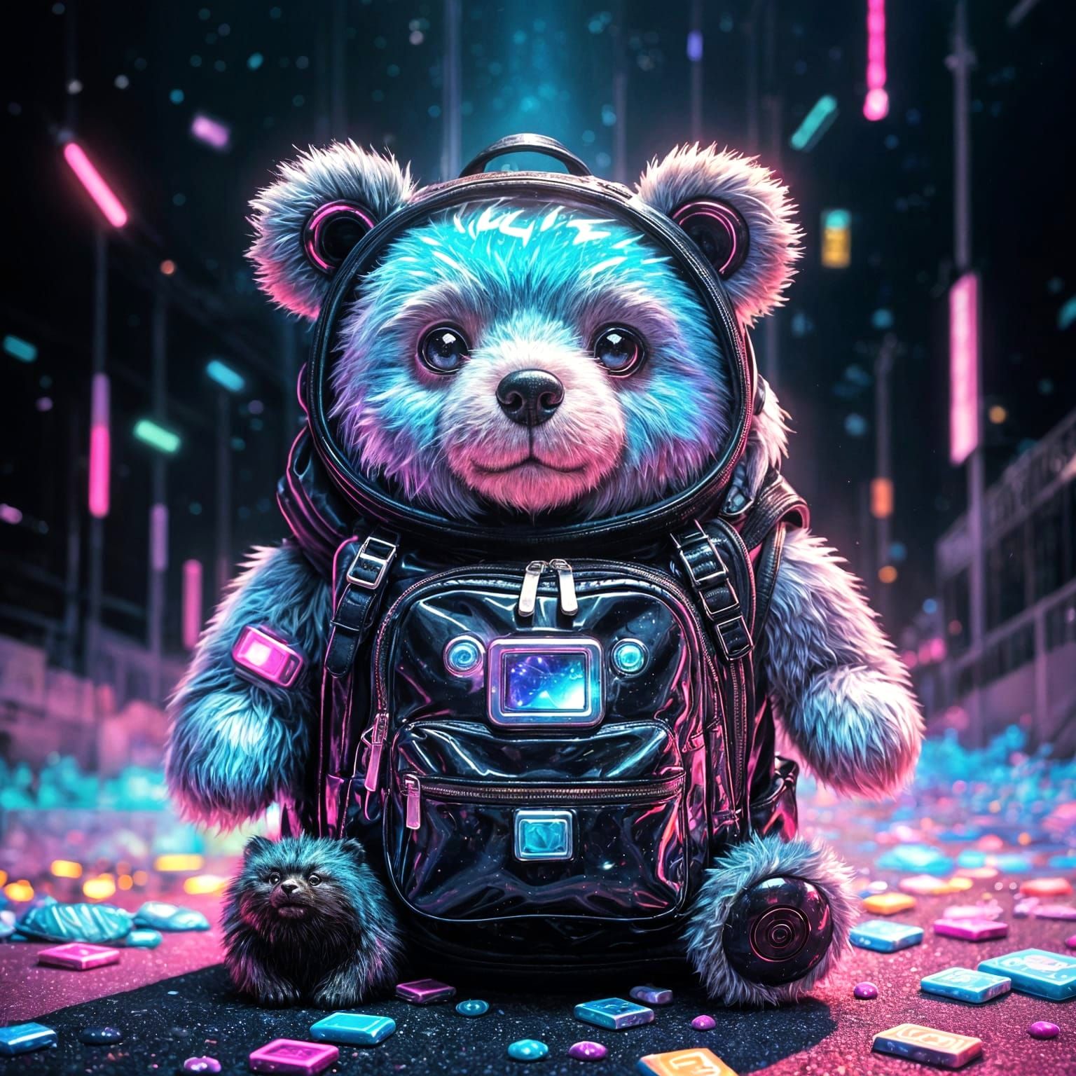 Surreal Teddy Bear in Candy Art Style
