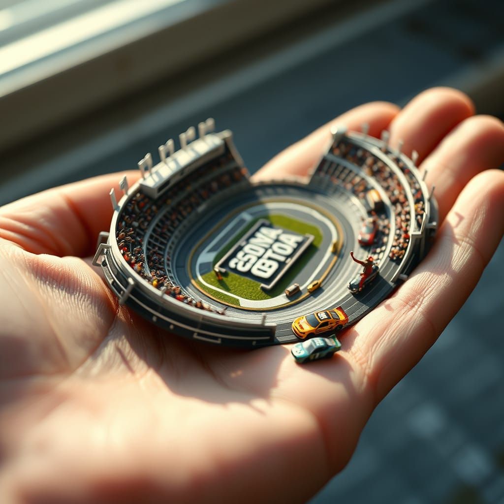 Hyper-Realistic Daytona 500 Miniature in Human Hand