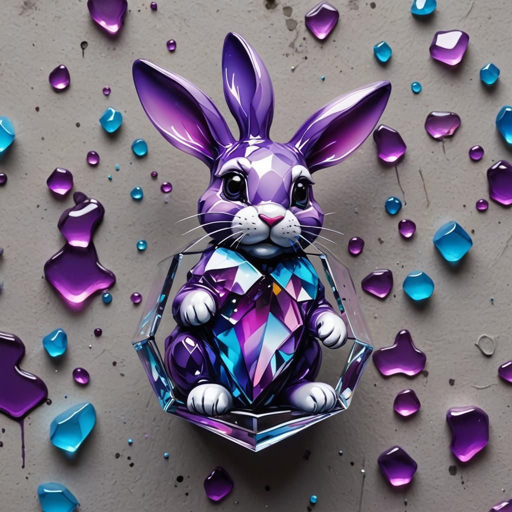 Diamond Rabbit: Graffiti Art in Glass Miniature
