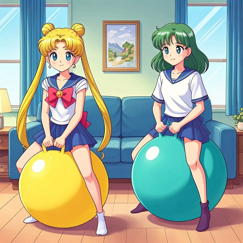 Usagi and Ami Play After School in Anime Style