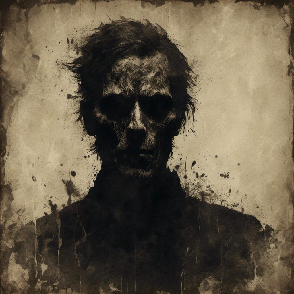 Sinister Silhouette: A Macabre Glowing-Eyed Man