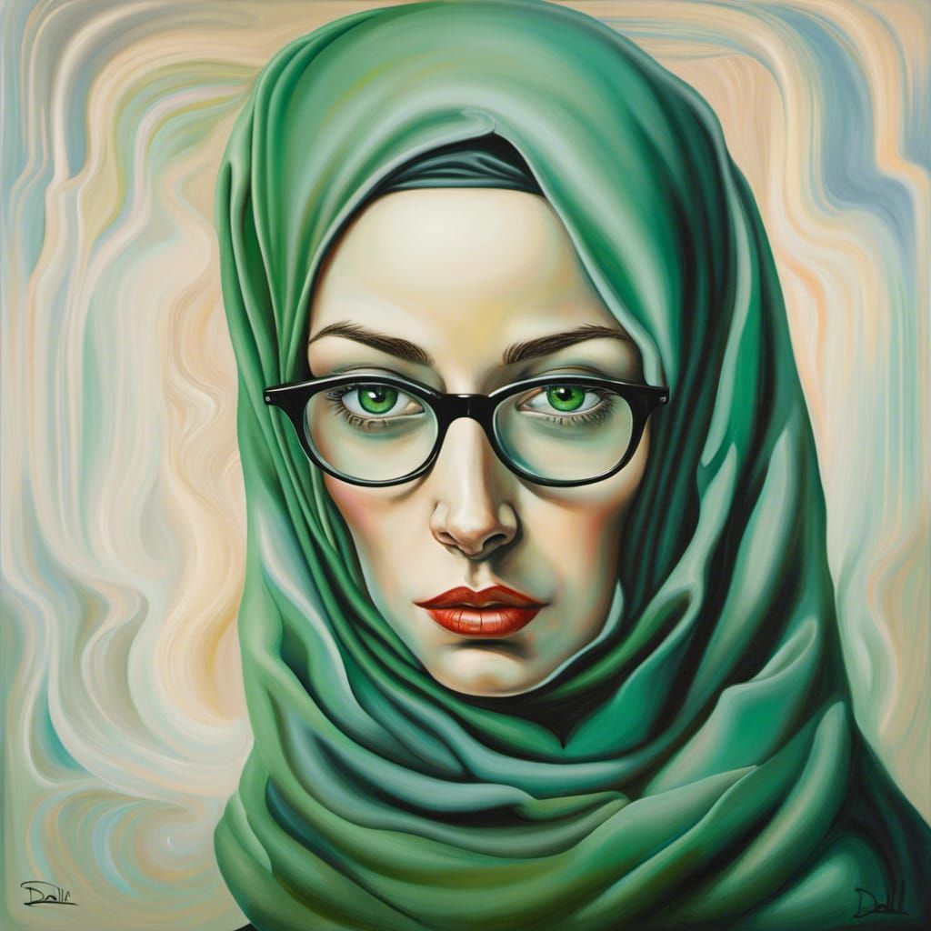 Surreal Painting of a Muslim Girl in Hijab