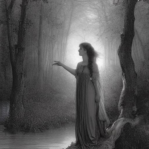 Galadriel as Dark Queen in Forest, Illustration