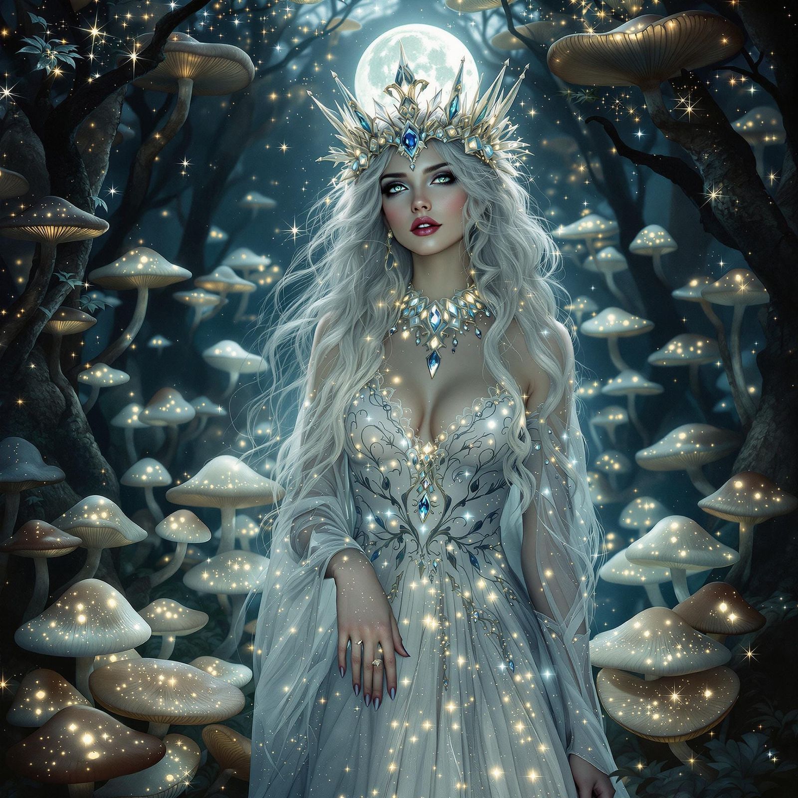 Lunar Enchantress in Gothic Art Nouveau Style