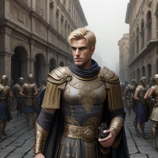 Blonde Man with Nikon in Roman Street Photo