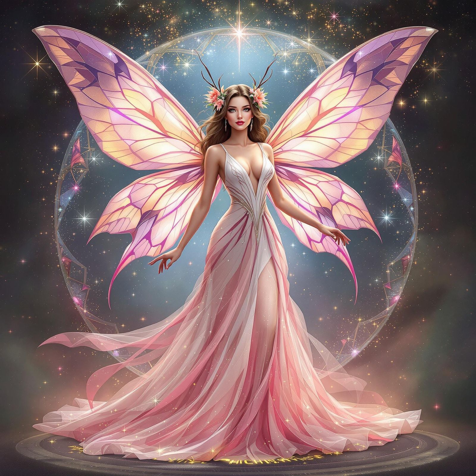 Fairy with Moth Wings in Fairy Circle