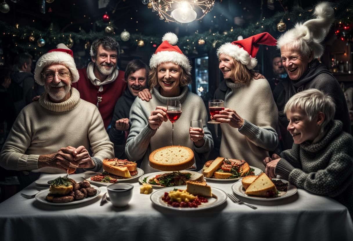 Surreal Restaurant Scene with Exotic Aliens in Hyperrealism