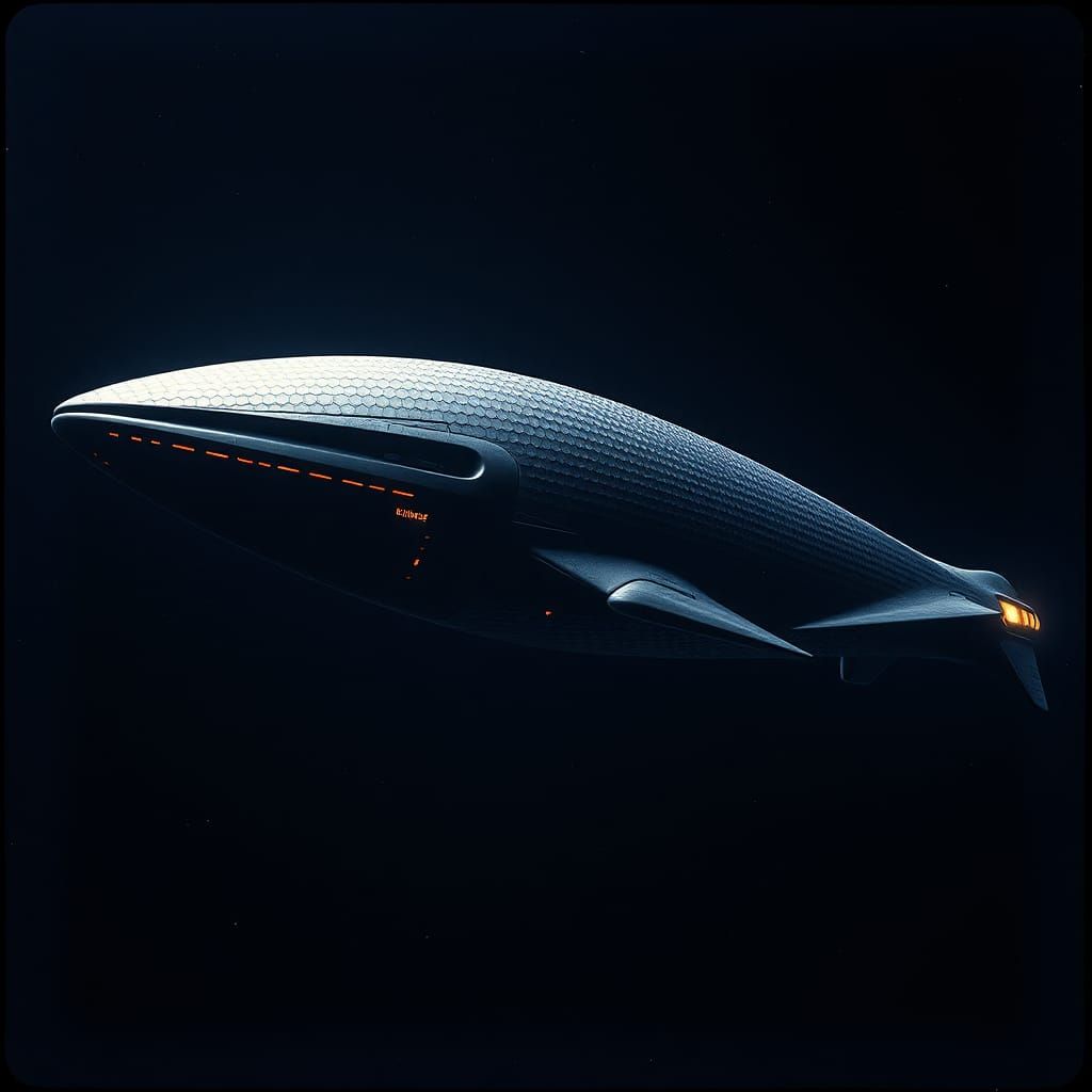 Whale Spaceship in Deep Space, Cinematic Still