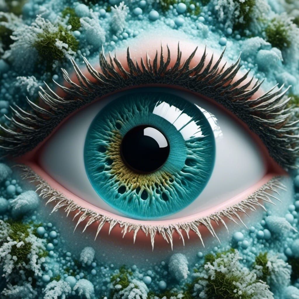Pastel Frost Eyeball with Moss Details