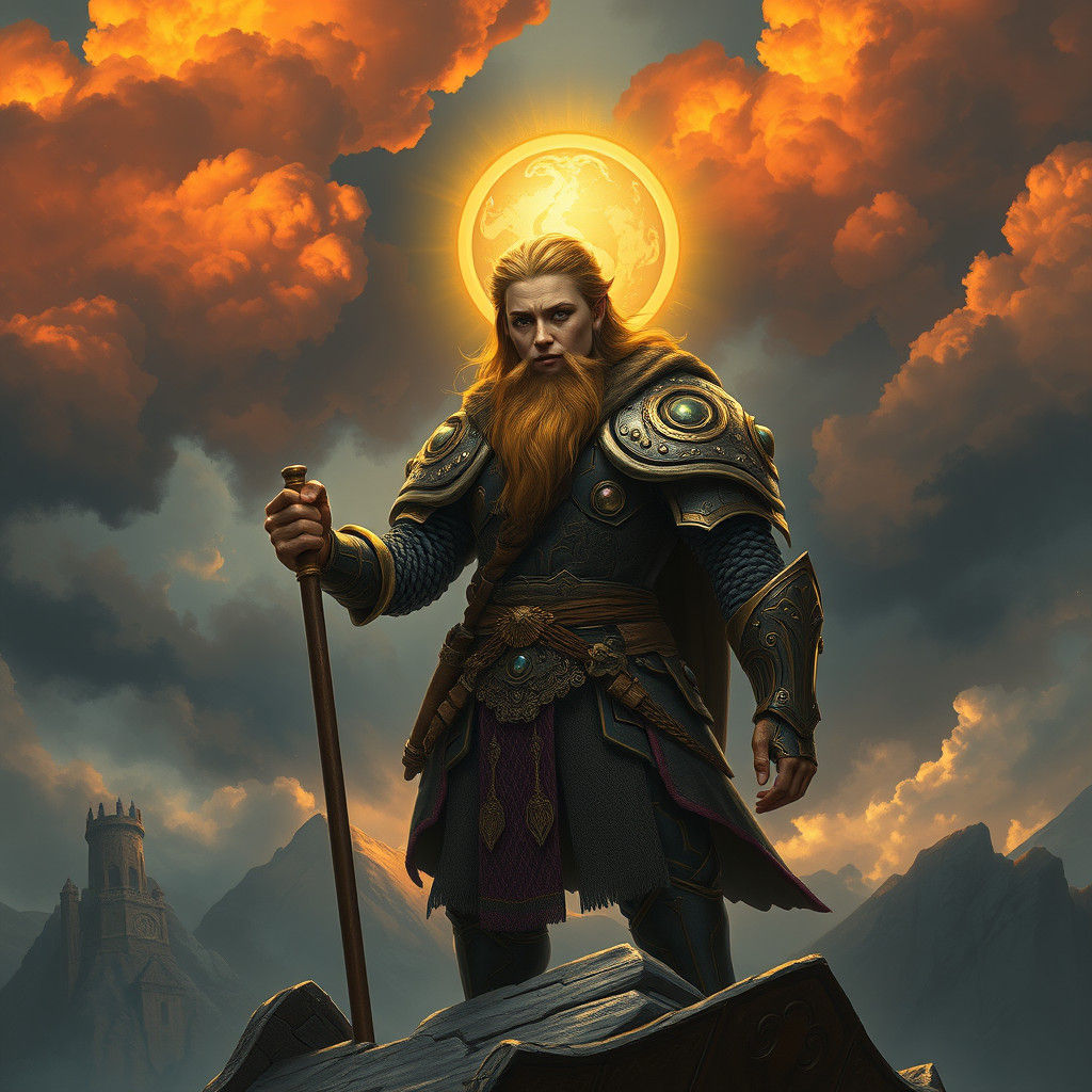 Dwarf Paladin in Ornate Armor, Digital Matte Painting