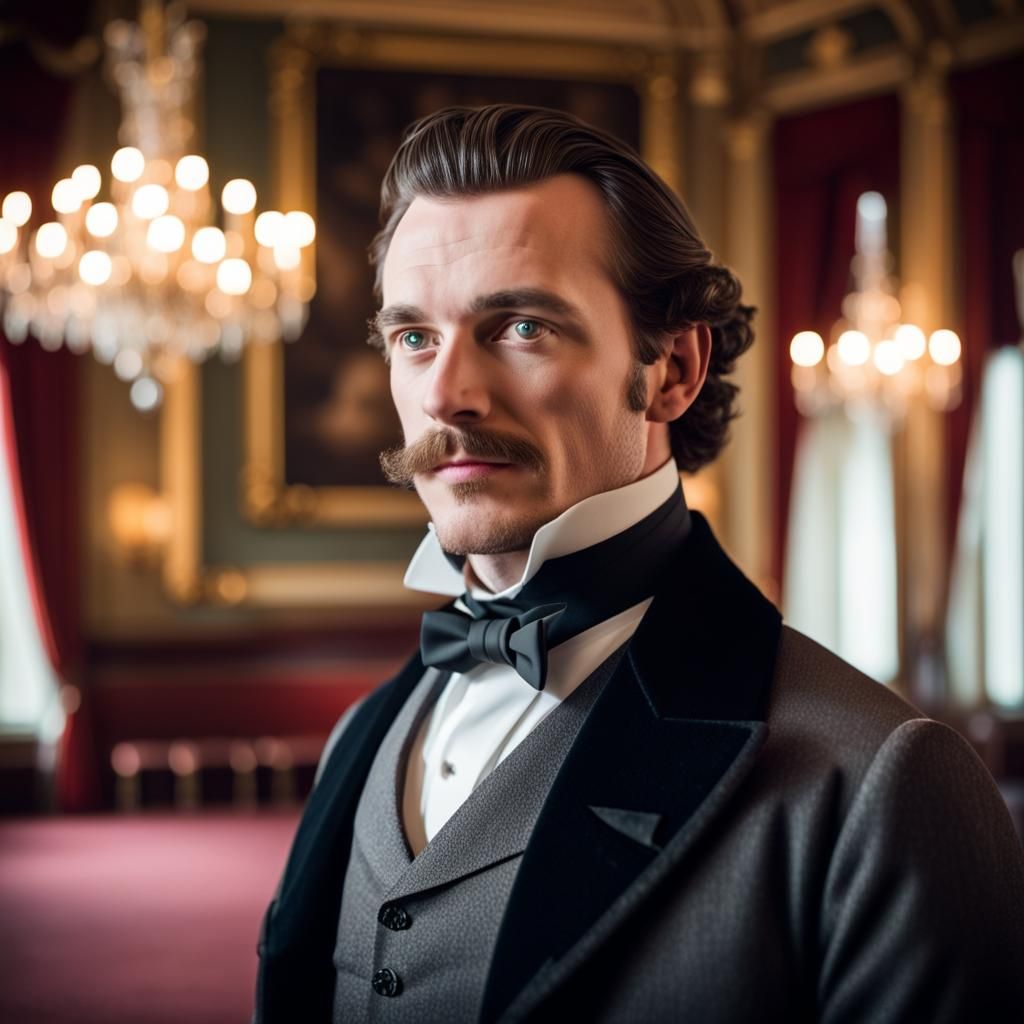 Victorian Man in Castle Ballroom: Professional Photography