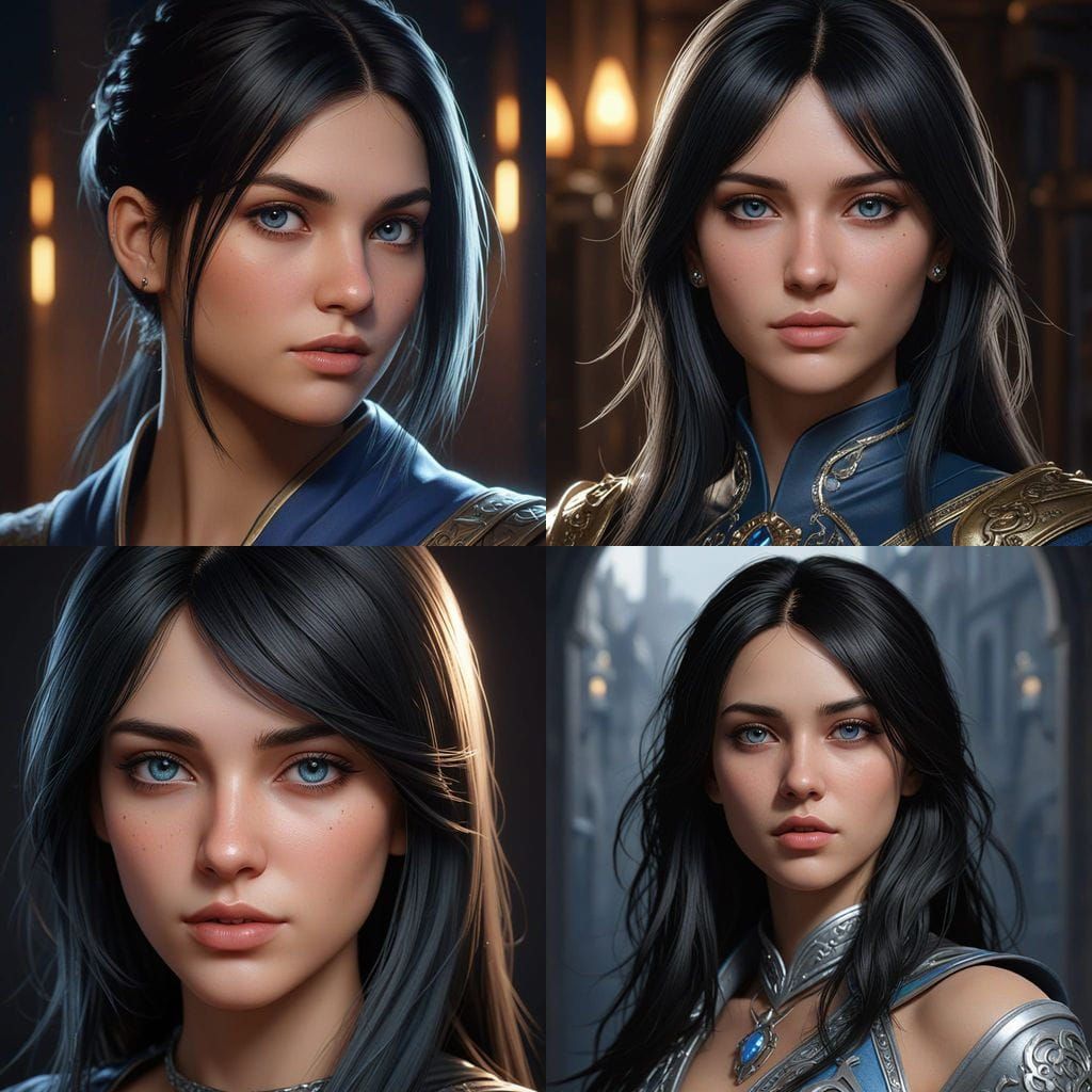 Triangular Beauty: Dark Medieval Apprentice with Piercing Ey...