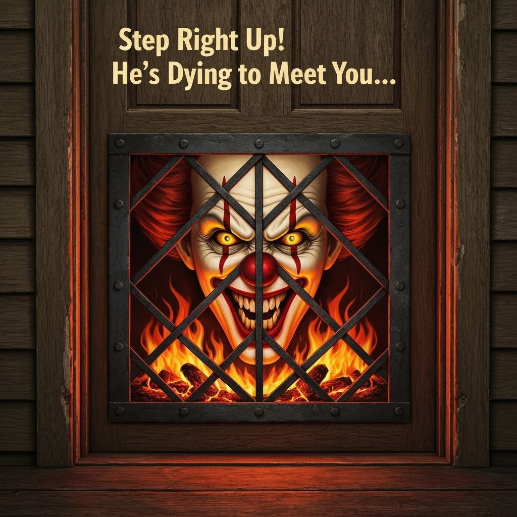 Vintage Horror Doormat Ad in 1950s Realism Style