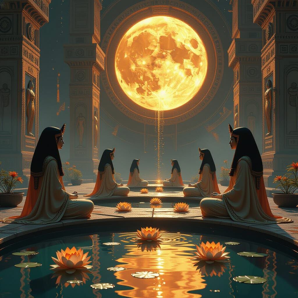 Space Temple Orbiting Dying Sun in Sci-Fi Style