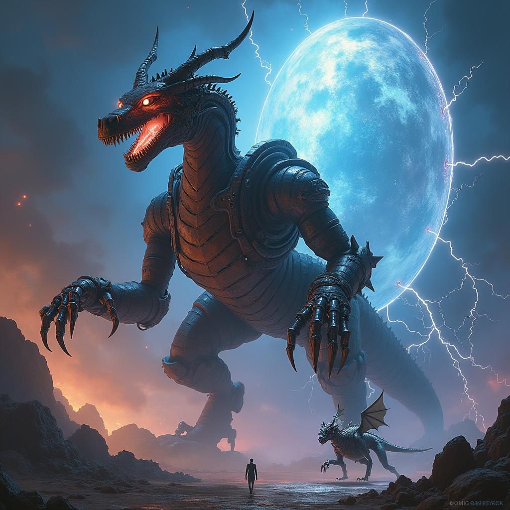 Mechanical Dragon Guardian in Electric World