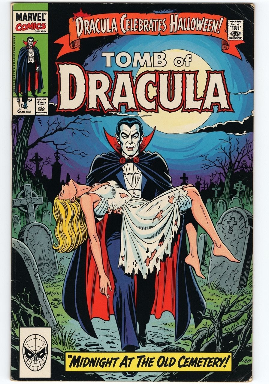 Retro 1970s Marvel Comic Cover Art: Tomb of Dracula