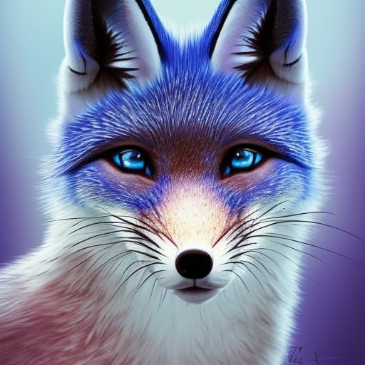 Hyperrealistic Cute Blue Fox Concept Art