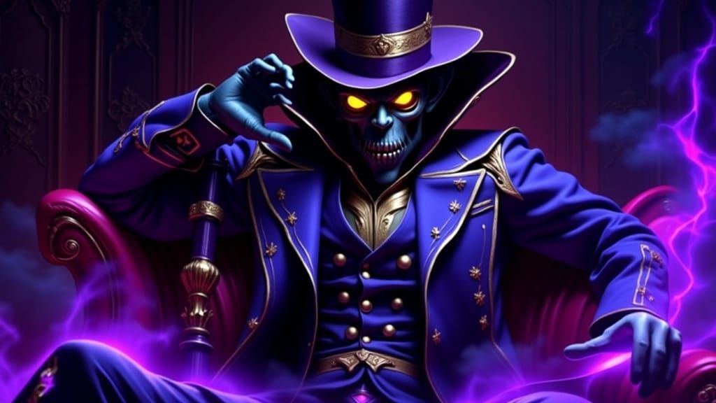 Elegant Baron Samedi in Lavish Purple Suit