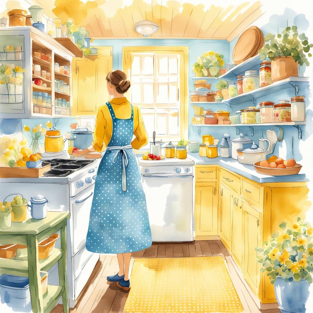 Cottage Kitchen Pantry with Warm Afternoon Sunlight