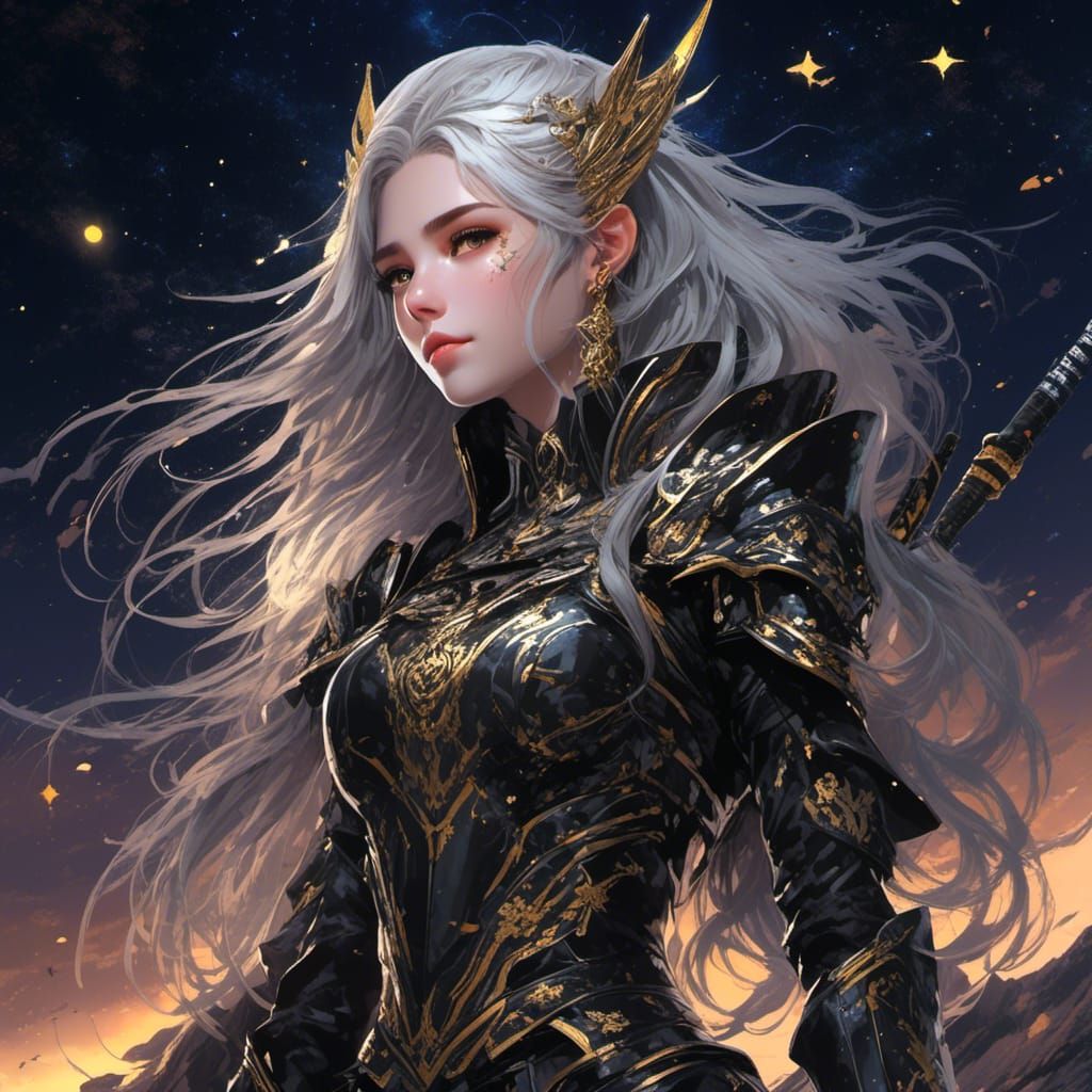 Fantasy Elf Woman in Armor, Detailed Digital Art