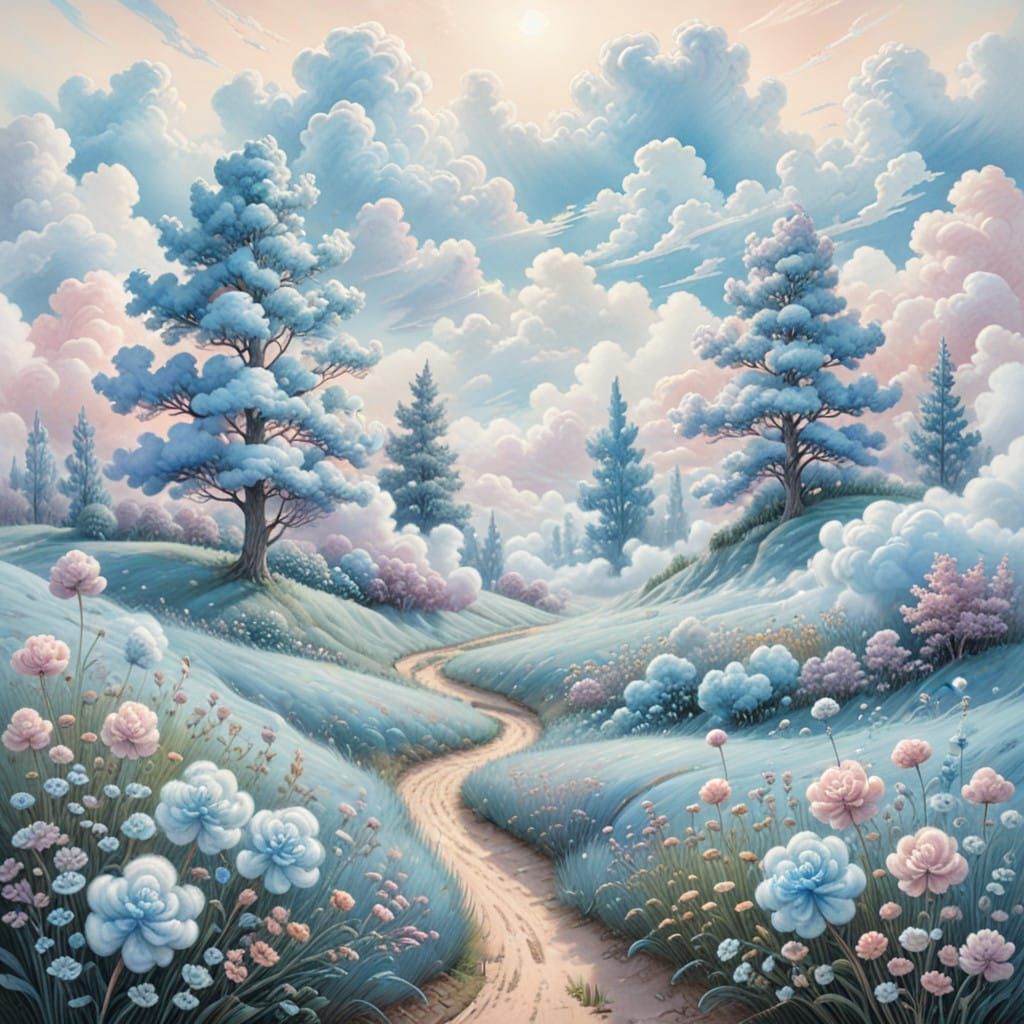 Dreamy Pastel Wonderland in Watercolor Style