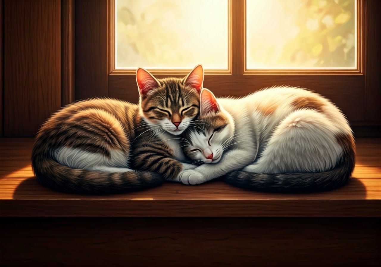Cats in Sunlight: Rousseau and Waterhouse Style