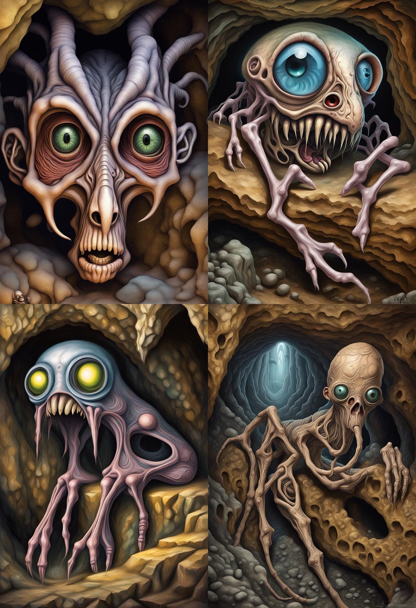 Steampunk Creature in Cave: Airbrush Oil Painting