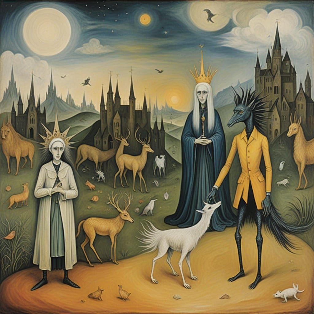 Surrealist Portrait of a Woman in a Dark Landscape