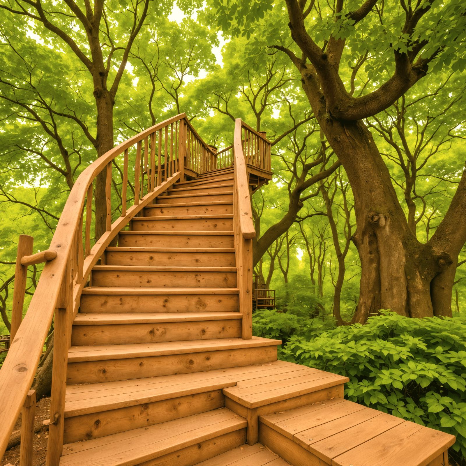 Treehouse Stairway in Vivid HDR Photography