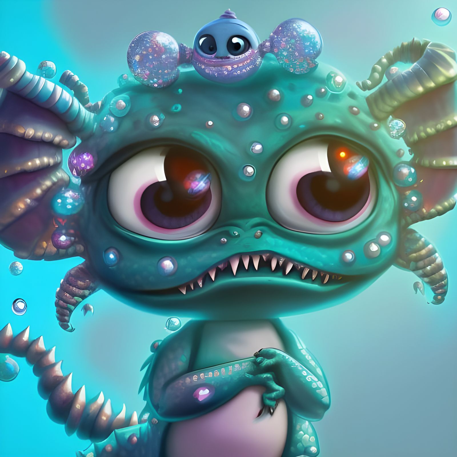 Cute Chibi Demon Monster with Pleading Eyes