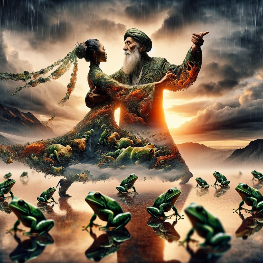 Hyperrealistic Masterpiece Scene with Dancing Figures and Fr...