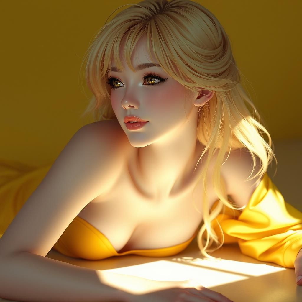 Luminous Woman in Yellow, 3D Anime Art