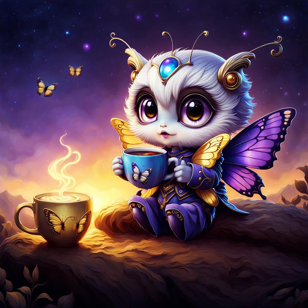 Butterfly loves coffee breaks