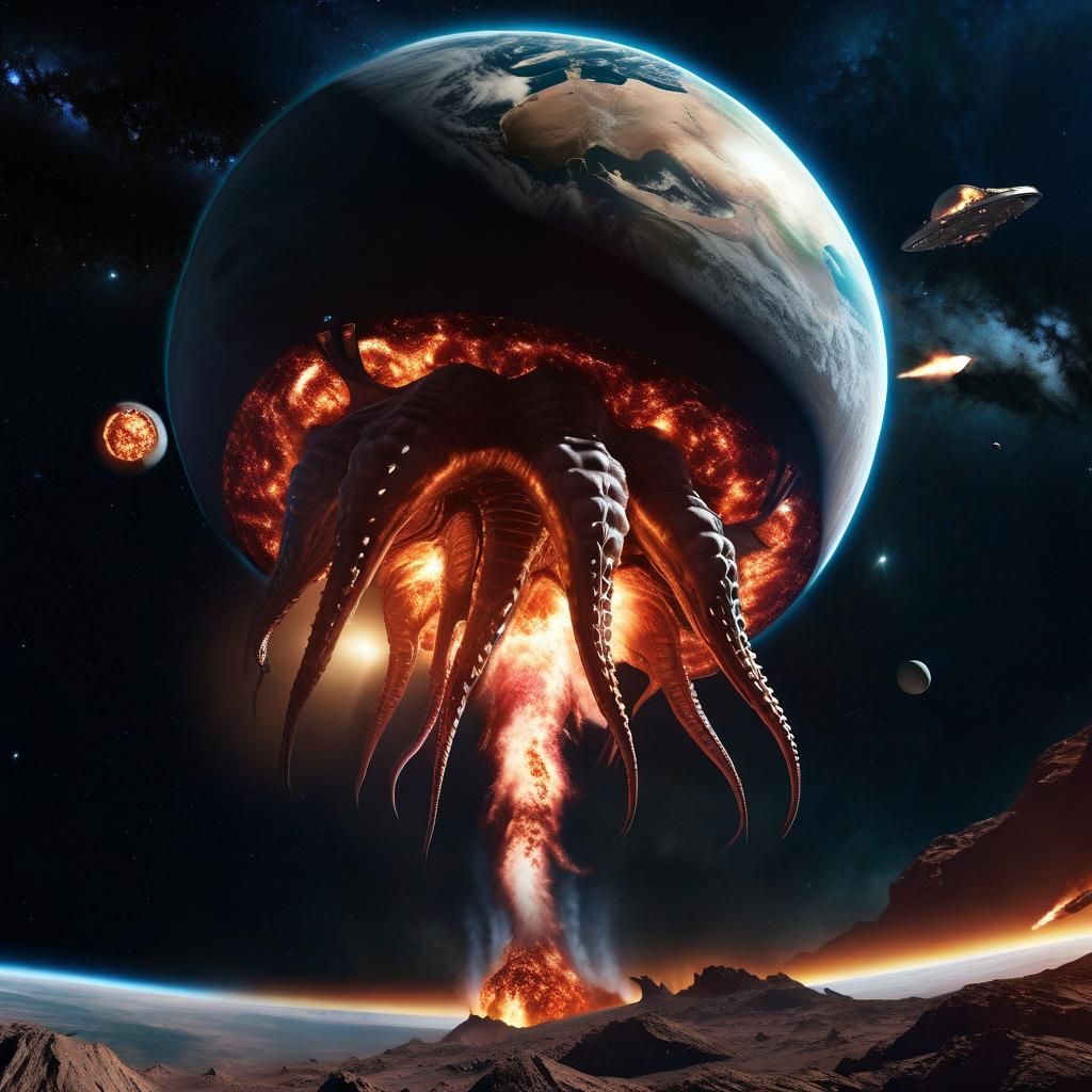 Alien Satellite Nukes Earth: Sci-Fi Cinematic Explosion