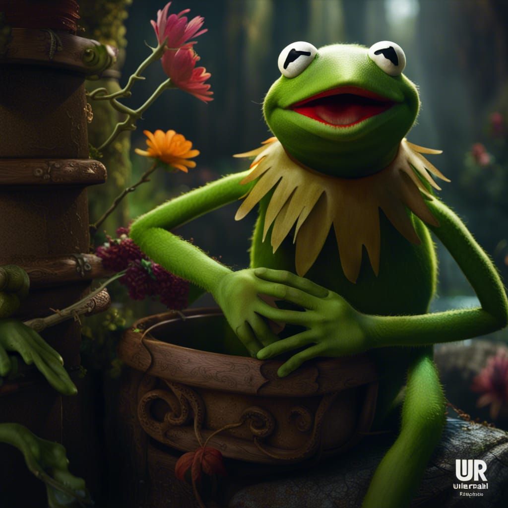Detailed Matte Painting of Kermit in Fantasy Concept Art