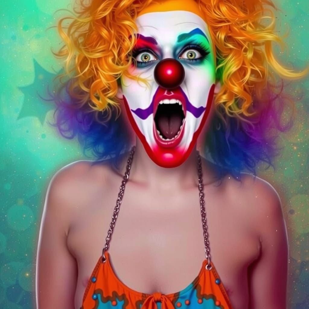 Angry Clown Girl: Holographic Astral Illustration