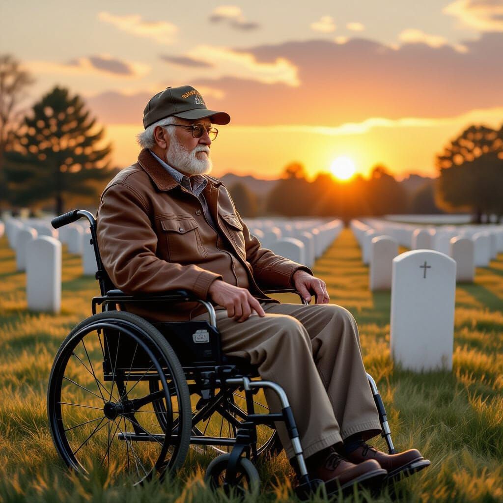Veteran's Sunset Remembrance: Rockwell-esque Painting