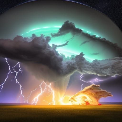 Dramatic Supercell Thunderstorm, Digital Illustration