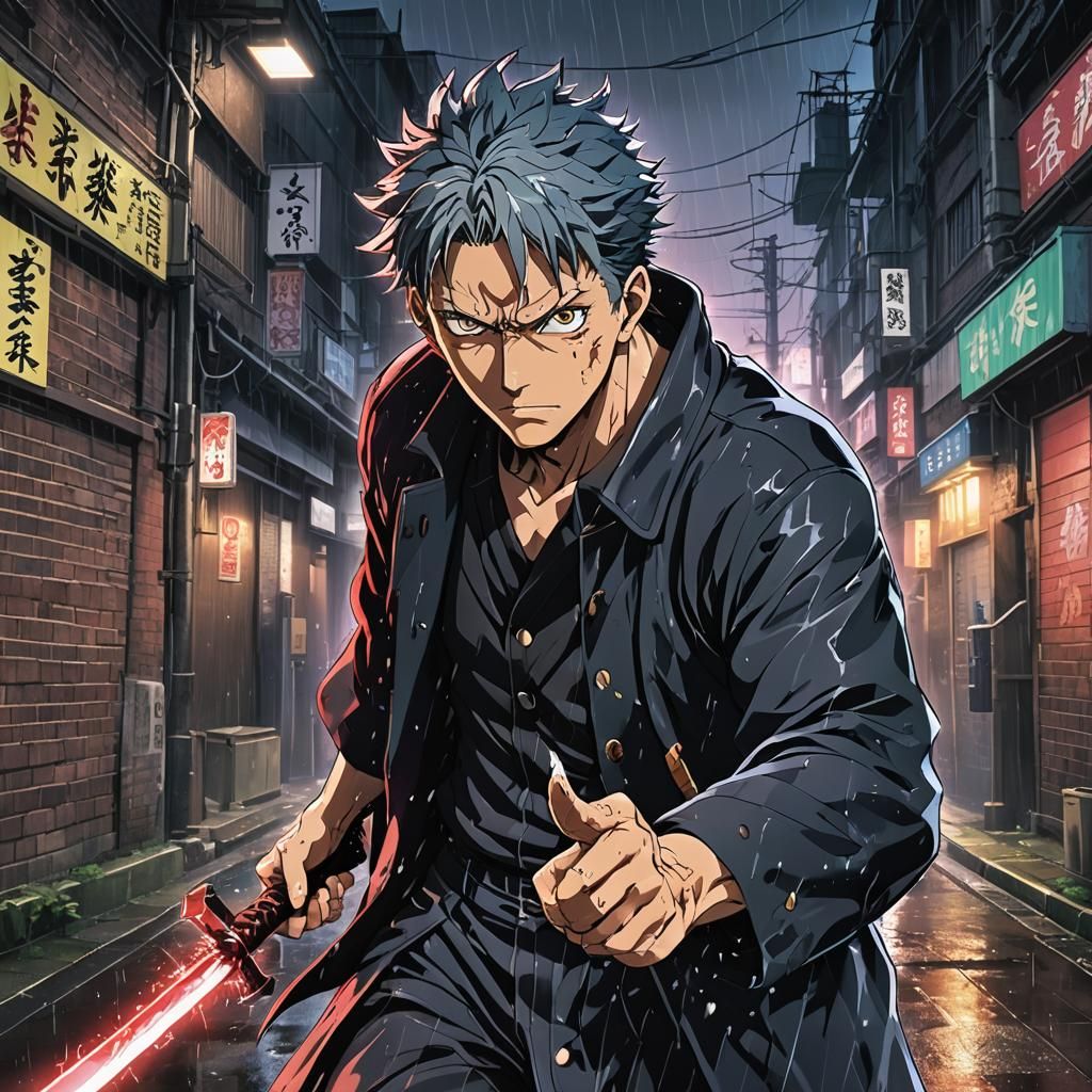 Anime Alleyway Duel: Cursed Sword in Neon Rain